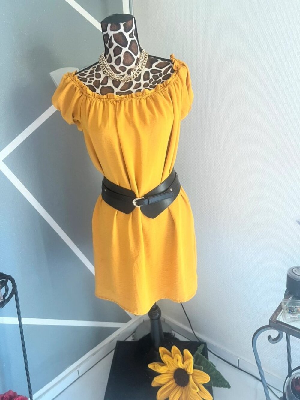 Chic Mustard Yellow Dress - Off Shoulder Style - New Without Tag!